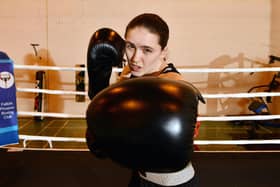 Falkirk Phoenix’s star boxer Stephanie Kernachan will go for bantamweight gold glory next Saturday at Ravenscraig Sports Facility (Photo: Michael Gillen)
