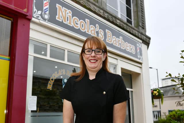 Nicola Vickers opened Nicola's Barbers in Callendar Riggs, Falkirk last month. Picture: Michael Gillen.