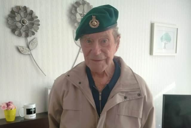 Richard Donaldson, 89, from Bo'ness with a replacement Green Beret sourced by a Strathcarron nurse