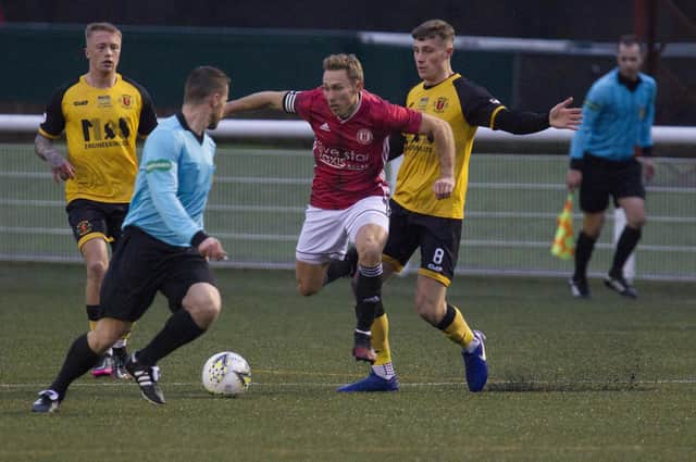 Danny Galbraith in action for Gala Fairydean against Annan Athletic last season (Pic by Bill McBurnie)