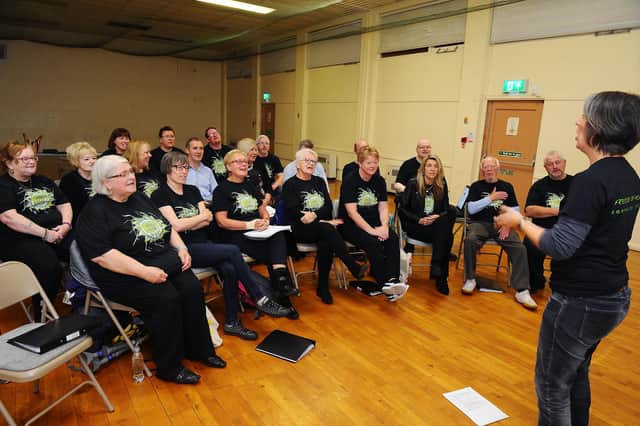 The Freedom of Mind Community Choir in action in Tamfourhill last year with special guest singer MSP Michael Matheson