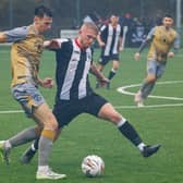 Dunipace making life hard for Berwick Rangers during Saturday's East of Scotland Qualifying Cup fourth round tie (Pics by Mark Ferguson)