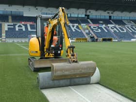 Work to replace the current surface, which was put down in 2013, at the Falkirk Stadium has now been started by Grangemouth firm Sportex Group (Pictures: Michael Gillen)