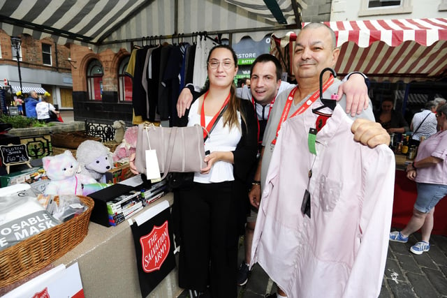 Salvation Army stall with Lucy Shearer, Paul Wotherspoon and Ferenc Szanyi