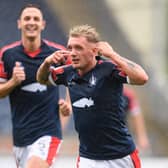 Callum Morrison celebrates his goal against Annan Athletic (Photo: Ian Sneddon)