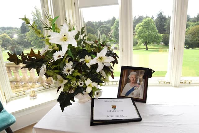 The book of condolence for HM Queen Elizabeth II in Callendar House. Pic: Lisa Evans