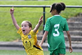 A great celebration from this Kinneil Primary youngster after scoring a goal against St Mary’s Primary
