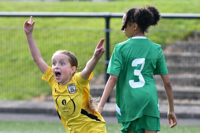 A great celebration from this Kinneil Primary youngster after scoring a goal against St Mary’s Primary
