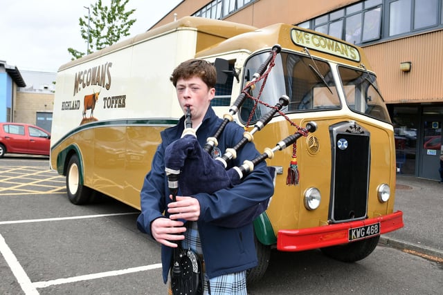 Piper Alex Whyte, of Falkirk Schools Pipe Band, welcomed guests to the event.