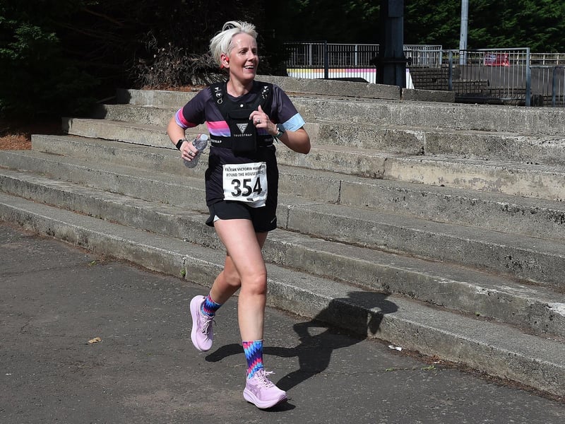 This competitor is certainly getting her steps in