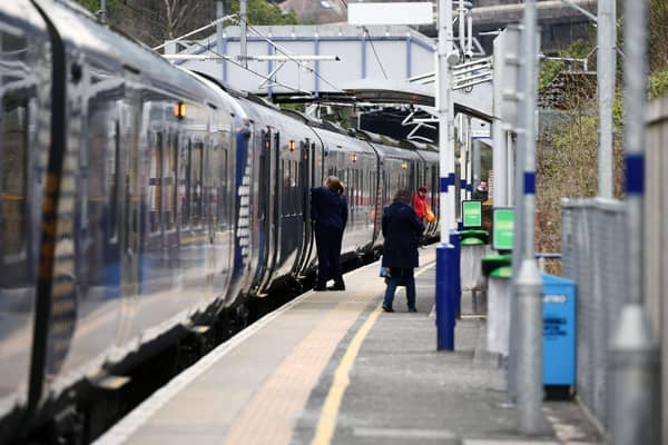 Two evening trains arriving at Falkirk High Station each shortly after 5.30pm nearly empty during the pademic (Pic: Michael Gillen)