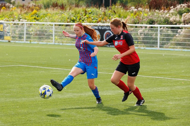 Teams from all across Scotland took part; here an Inverness Caley Thistle player passes the ball