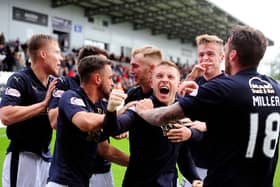 12-09-2015. Picture Michael Gillen. PAISLEY. St. Mirren Park. SPFL Championship. St Mirren F.C. v Falkirk F.C. Falkirk win by 3 goals to 2. Falkirk third goal, John Baird 9.