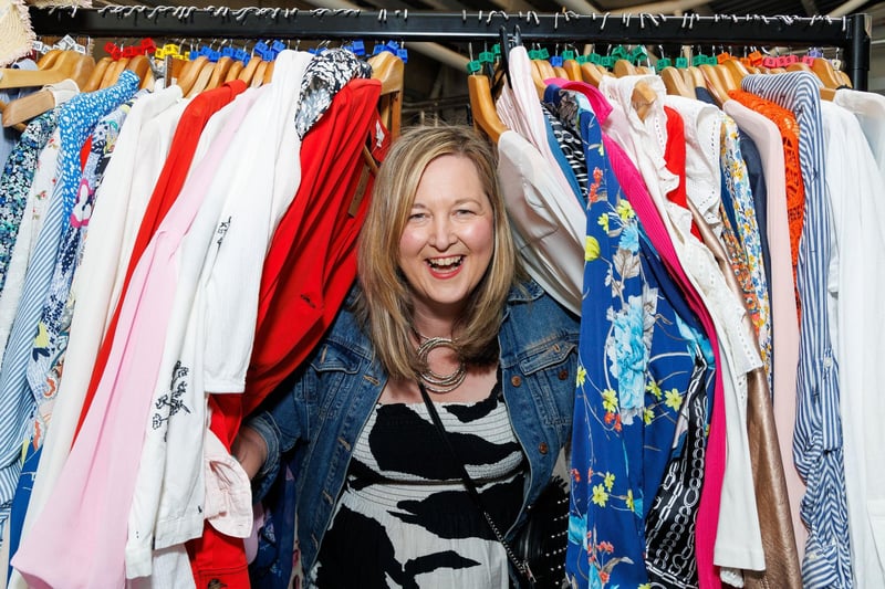 Ailsa Herd, from Strathcarron Hospice, in amongst the pre-loved items at the event.