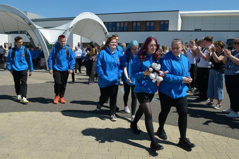 Pupils and staff applauded as the S6 students left the school.