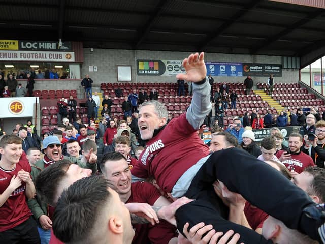 Gary Naysmith during the post-match celebrations (Photo: Michael Gillen)