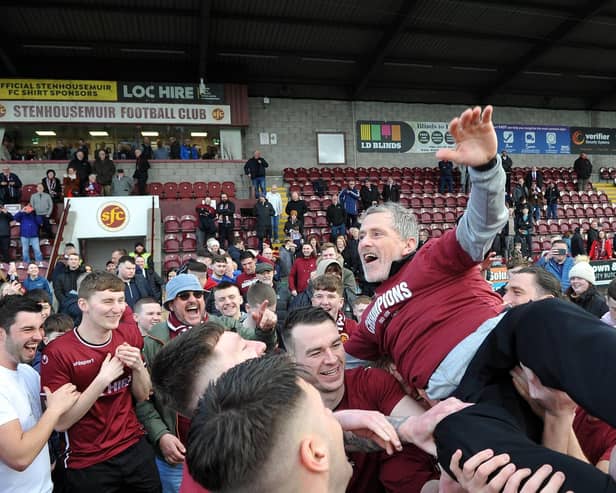 Gary Naysmith during the post-match celebrations (Photo: Michael Gillen)