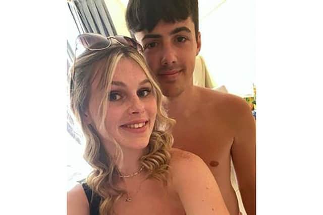 Liam Jones pictured on holiday in Turkey with girlfriend Cheyne Whigham shortly before his death. Pic: Contributed