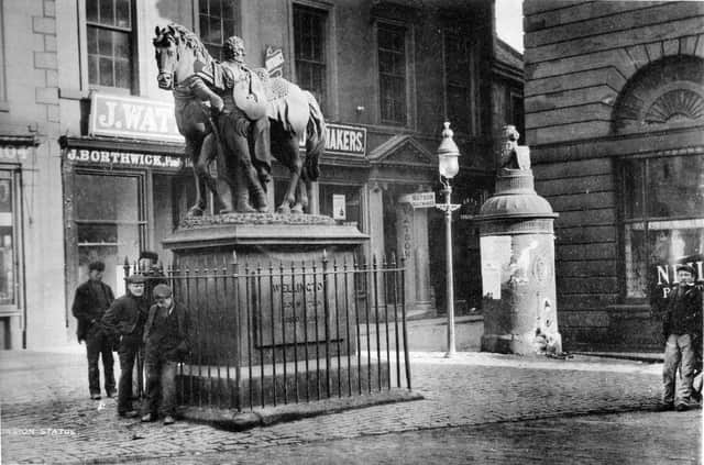 The Wellington Statue below the Steeple around 1890.