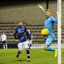 Robbie Thomson in goalkeeping action (Pic by Michael Gillen)