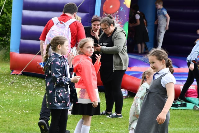 Children enjoying all the activities on offer at the Camelon school event