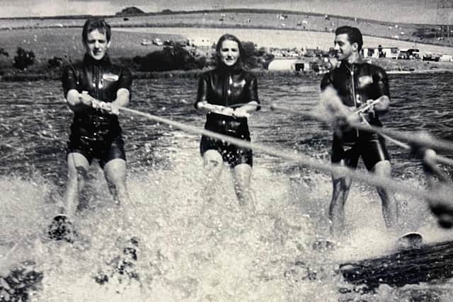 Bill Johnston, left, water skiing with sister Sheila and brother David. Pic: Contributed