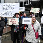 Residents of Bo'ness make their feelings known about the planned closure of the recreation centre. Pic: Michael Gillen.