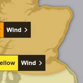 An amber weather warning is in place from 10am to 10pm.