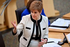 Scottish First Minister Nicola Sturgeon attends First Minister's Questions at the Scottish Parliament. (Photo by Jeff J Mitchell - Pool/Getty Images)