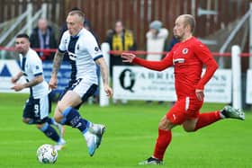 Calvin Miller on the ball against Bonnyrigg Rose Athletic on Tuesday night (Pics by Michael Gillen)