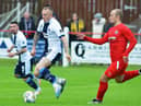 Calvin Miller on the ball against Bonnyrigg Rose Athletic on Tuesday night (Pics by Michael Gillen)