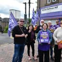 Striking Forth Valley College lecturers, members of EIS FELA (Further Education Lecturers Association) union gather outside the constituency office of Michael Matheson MSP to draw attention to them not having had a pay rise since 2021. (Picture: Michael Gillen, National World)