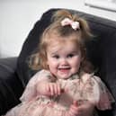 Two years old Arya Tri[pney has been diagnosed with a very rare, inoperable brain tumour .