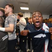 Alfredo Agyeman celebrates