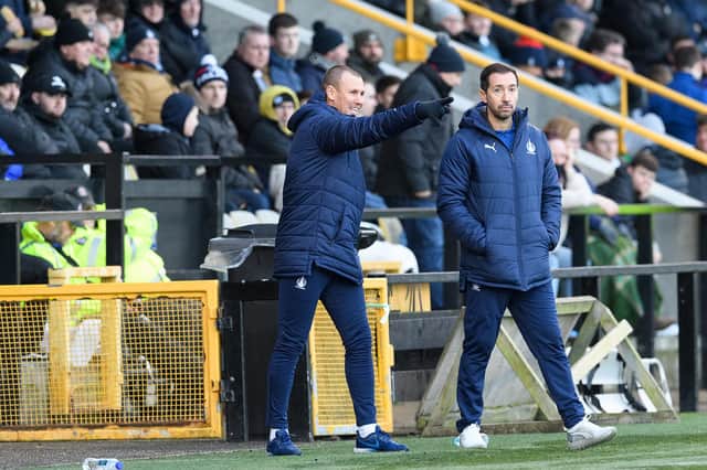 Head coach Martin Rennie and assistant Kenny Miller on the touchline at Bayview (Pictures by Ian Sneddon/Falkirk FC)