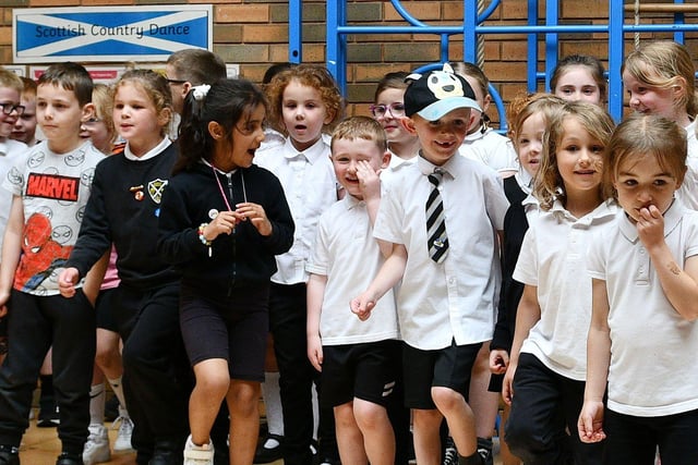 The entertainment was non-stop as the tea was poured and the biscuits were scoffed at the Dunipace Primary School Thank You Tea