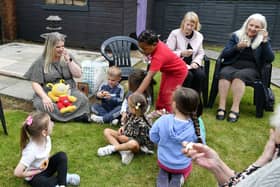 On warm days the fun at the Brown Street home can take place outside.