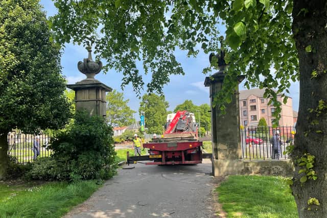 Zetland Park's historic iron gates have been removed and will be returned once restoration works have been carried out