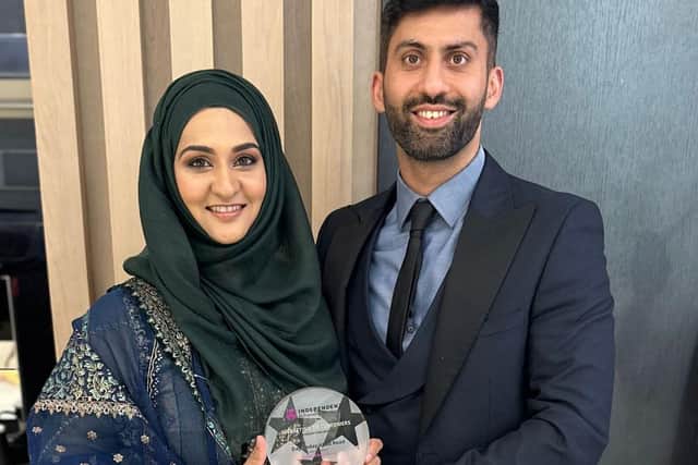 Asiyah and Jawad Javed, who run Day Today in Alloa Road, Stenhousemuir, received the category star for Marketing to Customers award at the IAA awards. (pic: submitted)