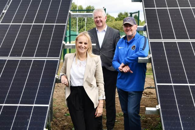 Pictured: Jillian Violaris, SP Energy Networks Green Economy Fund Manager; Stephen Barr, MD Little Kerse Leisure Ltd and Craig Arthur SP ENergy Networks ScottishPower Distribution Director.