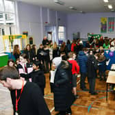 A hall packed with pupils at the Langlees Primary 6 and 7 Careers Fayre.