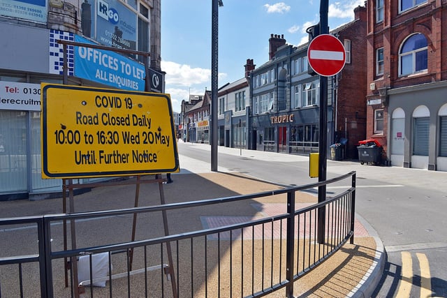 The signs marks the closure times on Silver street as part of the town centre changes