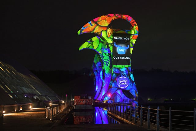 Falkirk business Tapestry AV lighting The Falkirk Wheel to celebrate the NHS with Scottish Canals 2020