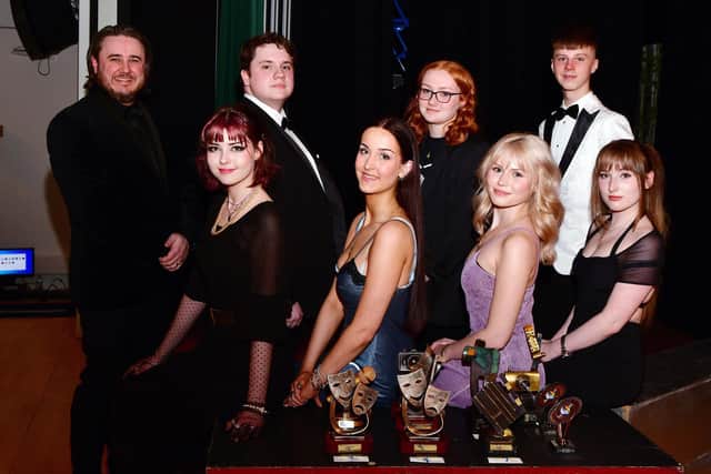 The Academy Awards took place before the Easter break.  Pictured are teacher Fraser Johnston with finalists Eva Dougall, Callum Muir, Katie McElroy, Mia Dornan, Cerys Farquhar, Jasiu Janowiec and Holly Stanners.  Maya Elder is not pictured.