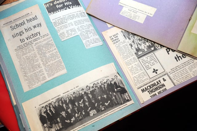 Display of old Moray School photographs and cuttings.