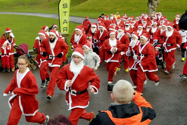 And the Santas are off on their dash.