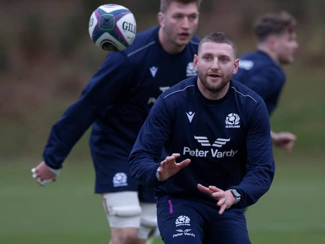 Finn Russell during a Scotland training session last week in Edinburgh (Photo by Craig Williamson/SNS Group/SRU)