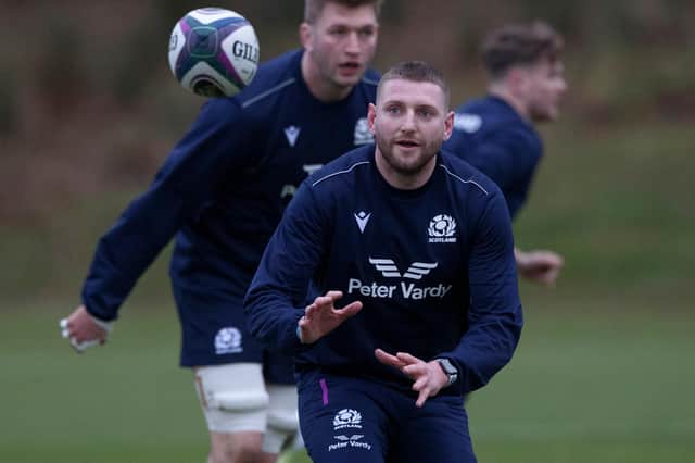 Finn Russell during a Scotland training session last week in Edinburgh (Photo by Craig Williamson/SNS Group/SRU)