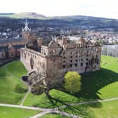 Stock aerial shot of Linlithgow, West Lothian.