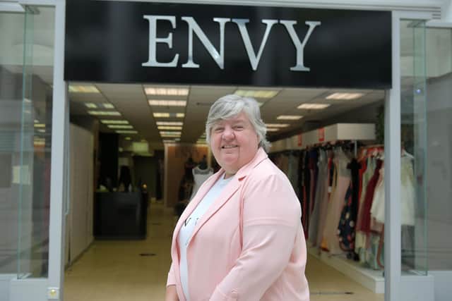 Envy Gowns owner Carol Wilson was delighted to learn the business had won a Scotland Prestige Award. Picture: Michael Gillen.